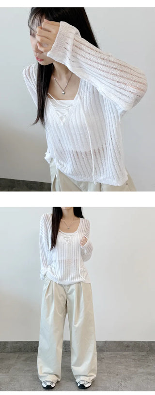 Mesh V Neck Knit