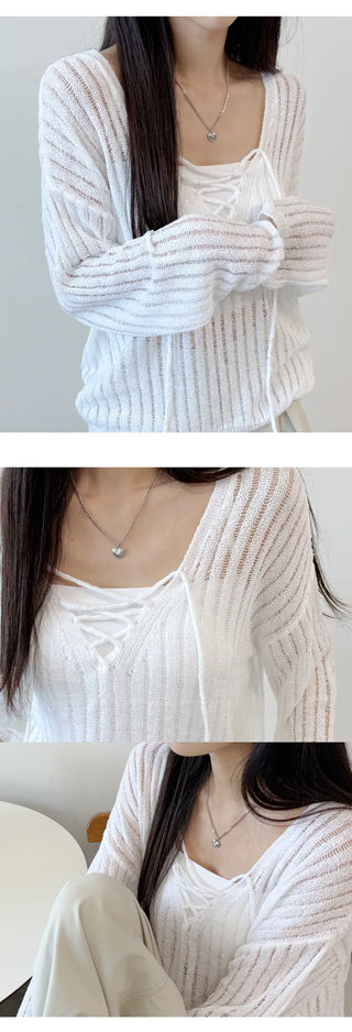 Mesh V Neck Knit