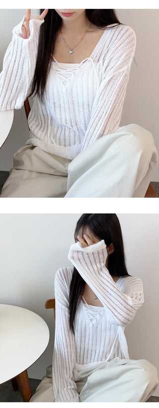 Mesh V Neck Knit