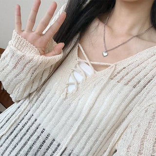 Mesh V Neck Knit