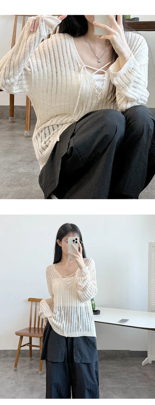Mesh V Neck Knit