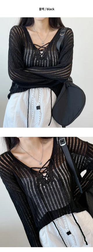 Mesh V Neck Knit