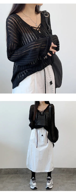 Mesh V Neck Knit