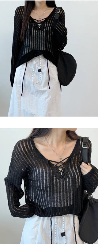Mesh V Neck Knit