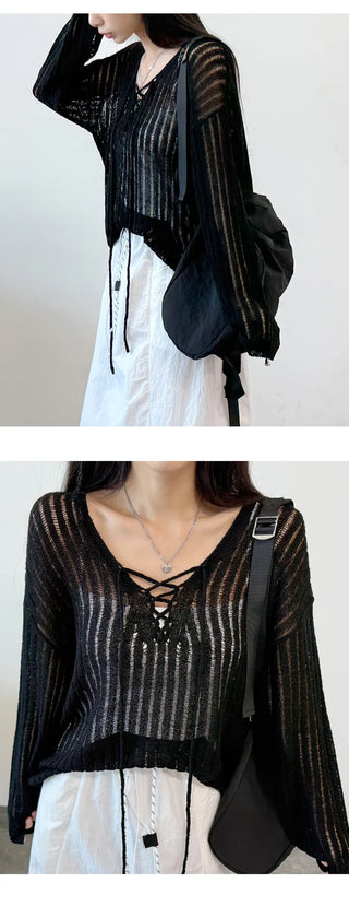 Mesh V Neck Knit