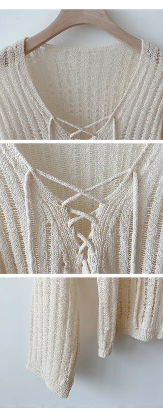 Mesh V Neck Knit