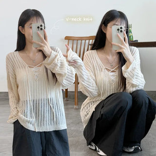 Mesh V Neck Knit
