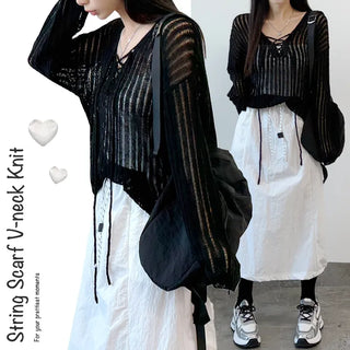Mesh V Neck Knit