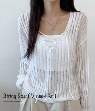 Mesh V Neck Knit