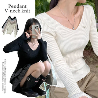 Ribbed V Neck Knit