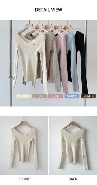Ribbed V Neck Knit