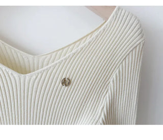Ribbed V Neck Knit