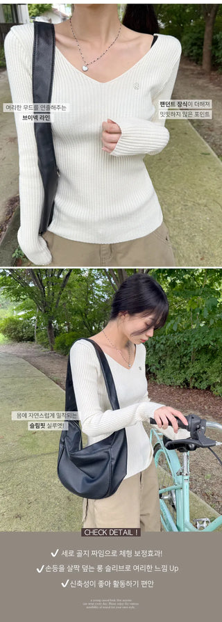 Ribbed V Neck Knit