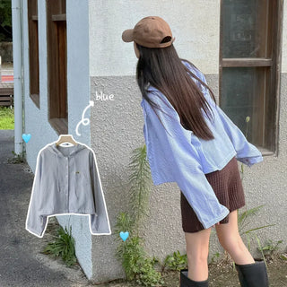 Seersucker Crop Hoodie