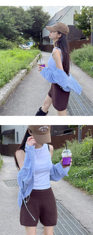 Seersucker Crop Hoodie