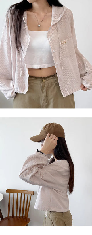 Seersucker Crop Hoodie