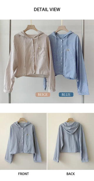 Seersucker Crop Hoodie