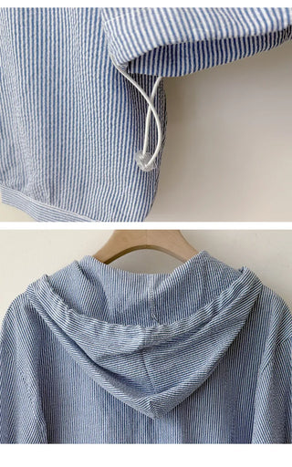 Seersucker Crop Hoodie