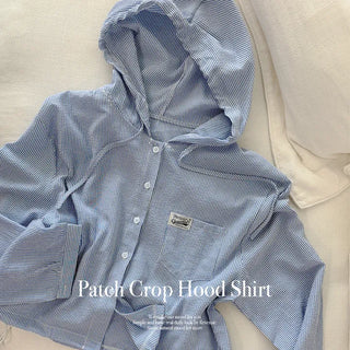 Seersucker Crop Hoodie