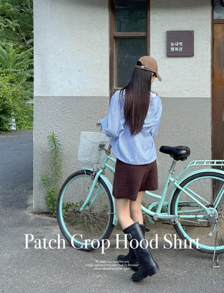 Seersucker Crop Hoodie