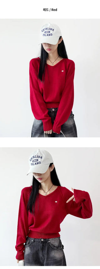 V Neck Knit Top