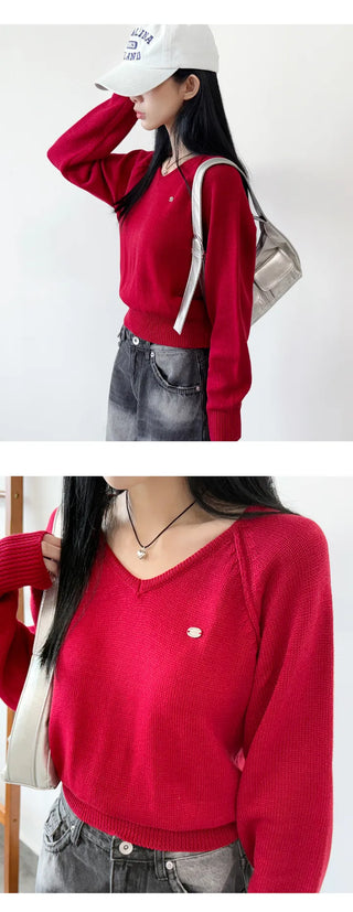 V Neck Knit Top