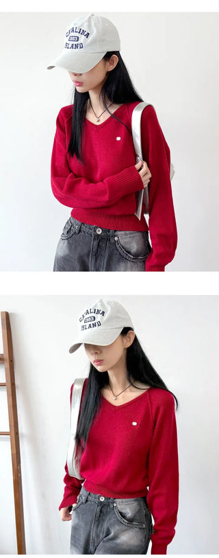 V Neck Knit Top