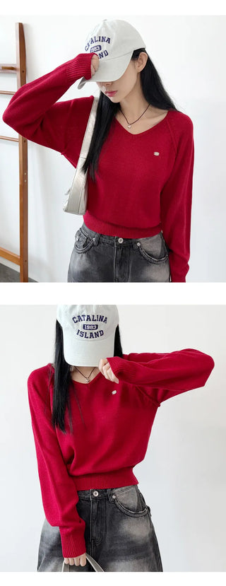 V Neck Knit Top