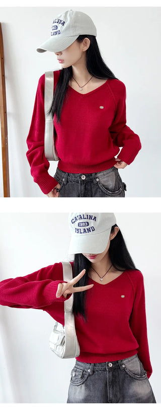 V Neck Knit Top