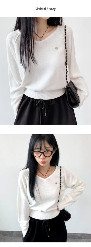 V Neck Knit Top
