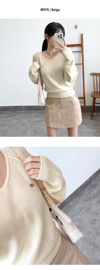 V Neck Knit Top