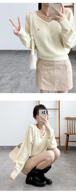 V Neck Knit Top