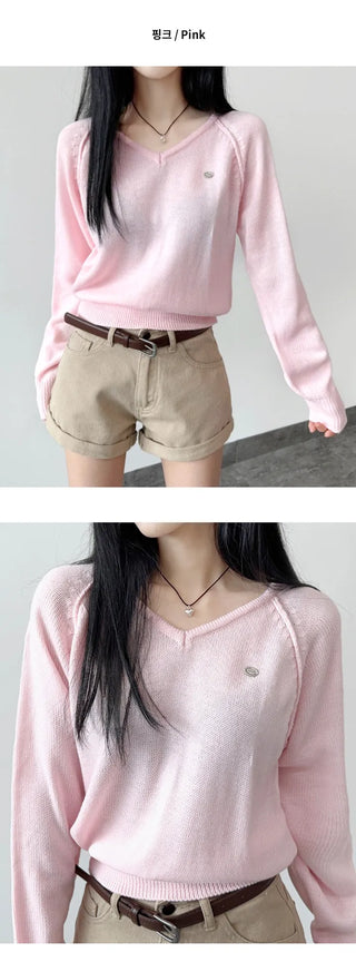 V Neck Knit Top