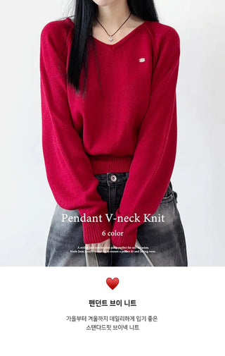 V Neck Knit Top