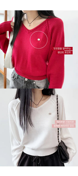 V Neck Knit Top