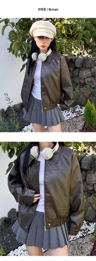 Leather Blouson Jacket