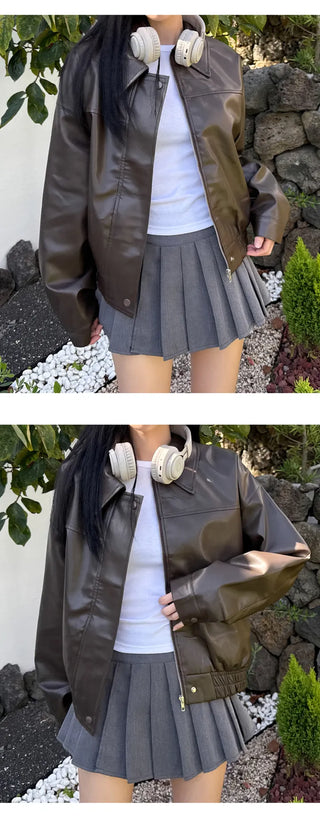 Leather Blouson Jacket