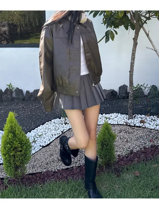 Leather Blouson Jacket