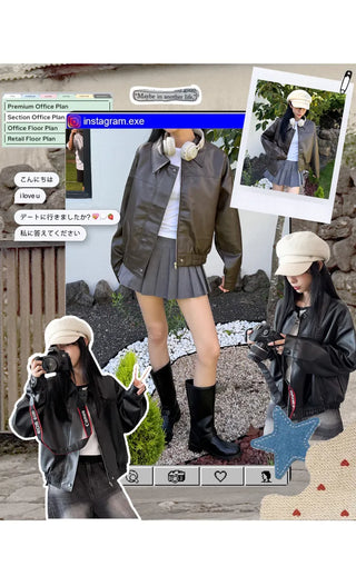 Leather Blouson Jacket