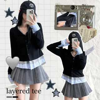 Layered Shirt Cardigan