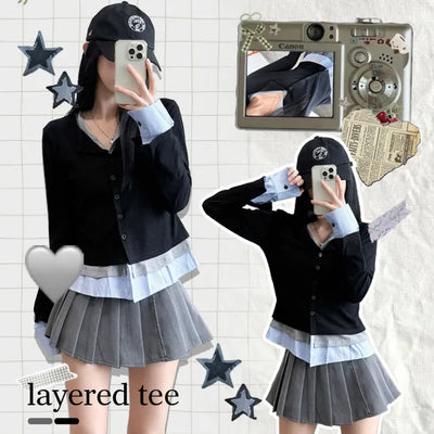 Layered Shirt Cardigan