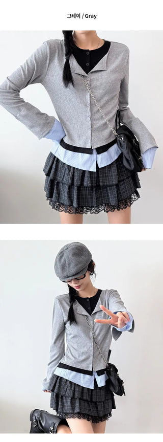 Layered Shirt Cardigan