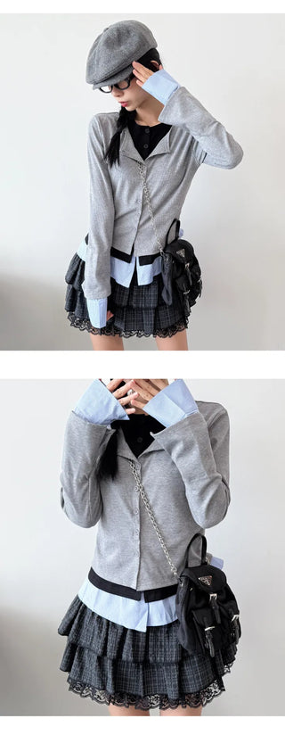 Layered Shirt Cardigan