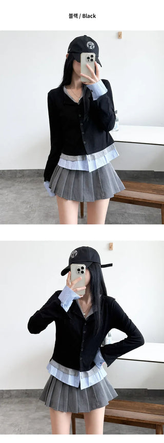 Layered Shirt Cardigan