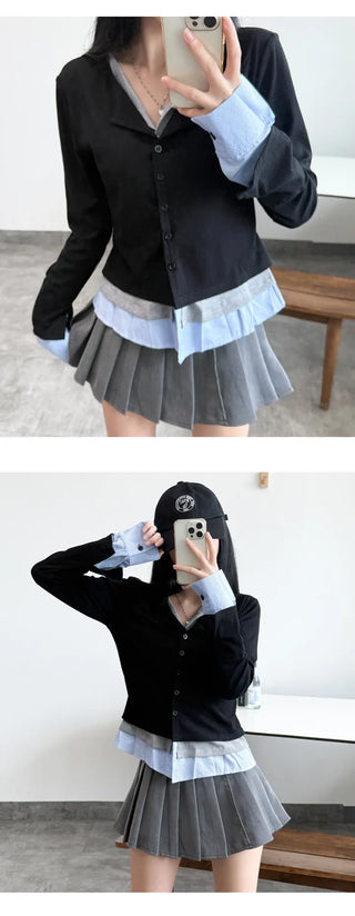 Layered Shirt Cardigan