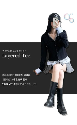 Layered Shirt Cardigan