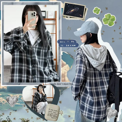 Check Hooded Shirt