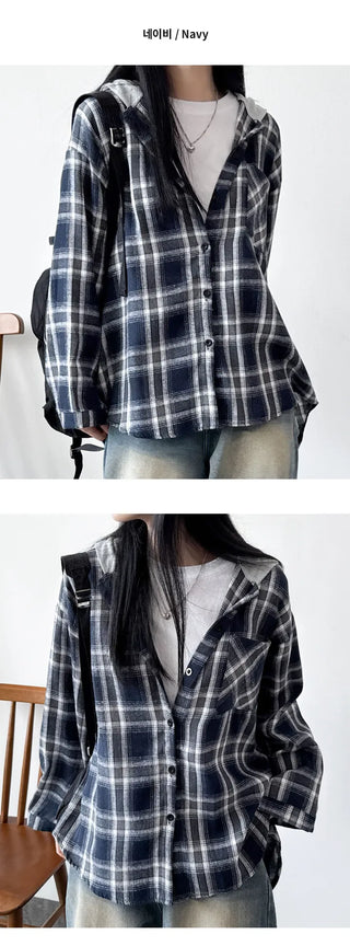 Check Hooded Shirt