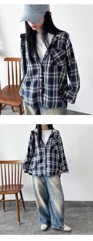 Check Hooded Shirt