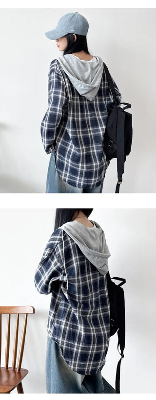 Check Hooded Shirt